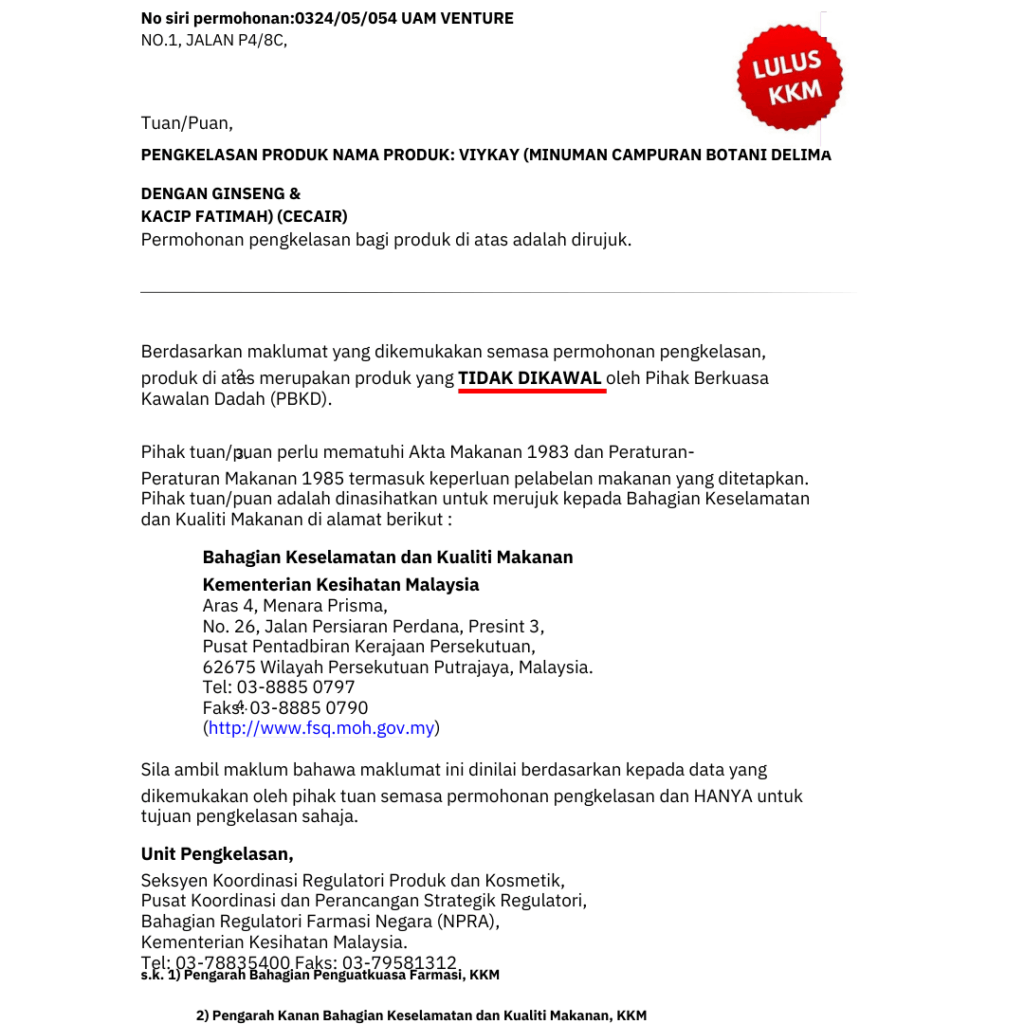 Surat Pengesahan Keselamatan KKM